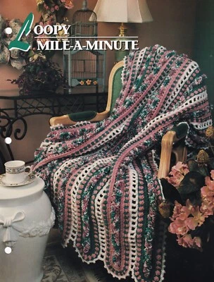 Annie's Crochet Afghan LOOPY MILE A MINUTE Pattern Leaflet - Image 1 of 2