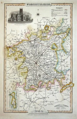 WORCESTERSHIRE, James Pigot Original Antique County Map c1830 - Image 1 of 3