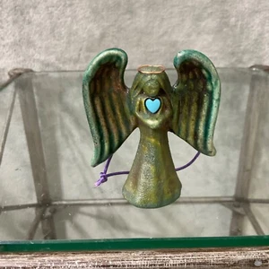 Jeremy Diller Raku Fired Spirit Angel Figurine Pottery Ornament Heart Signed - Picture 1 of 9