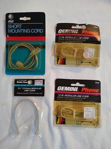 NOS Vintage Lot of 4 short base wall modular phone cord 5";12";2' AT&T / Gemini - Picture 1 of 8