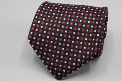 Corbata larga de seda STEFANO RICCI. Negro con rojo y gris geométrico. 62" x 4" Foto 1 de 4