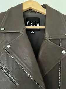 Veda Lazer Classic Leather Jacket - Cement - Size M - Picture 1 of 5