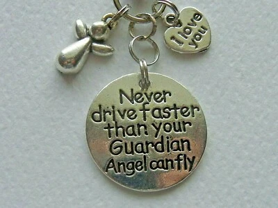 NUNCA DIRIJA MAIS RÁPIDO DO QUE SEU ANJO DA GUARDA PODE VOAR CLIPE DE CHAVEIRO PARA BOLSA CHAVEIRO - Imagem 1 de 2