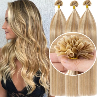 U-Tip Grueso Uñas Queratina 100S Extensiones de Cabello Humano Remy Queratina Preadhesiva Foto 1 de 4