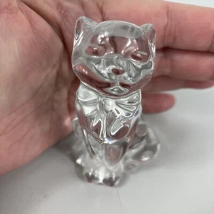 Lenox Cat Figurine Full Lead Crystal Clear Germany Sitting Bow Neck Tie Ribbon - Picture 1 of 21