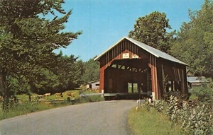 # H2363 NORTHFIELD FALLS, VT. POSTCARD, COVERED BRIDGE - Picture 1 of 2