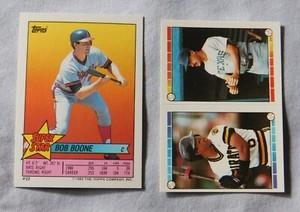1989 Topps Super Star Sticker #22 Bob Boone #133 #241 sticker on back