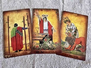 Tarot Deck 3"x5" Borderless Vintage Plastic Waterproof Guidebook Textile Pouch - Picture 1 of 24