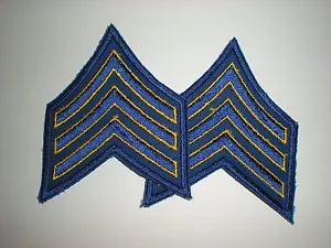 MILITARY/POLICE COSTUME SERGEANT RANK STRIPES - YELLOW/ BLUE - 1 PAIR - Picture 1 of 1