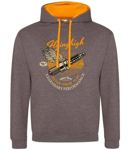 Motorcycle motorbike flyhigh classic retro design grey orange hoodie sweat - Picture 1 of 2