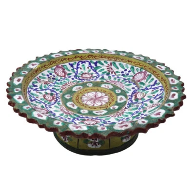 Large Antique Thai Bencharong Stem Plate - Image 1 of 4