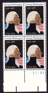 Scott #1952 George Washington 250th Birthday Plate Block of 4 Stamps - MNH LR - Picture 1 of 1