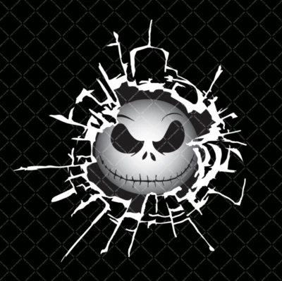 Jack Skellington Broken Glass Sticker Decal For Windows Cars Trucks Motorcycles - Image 1 of 4