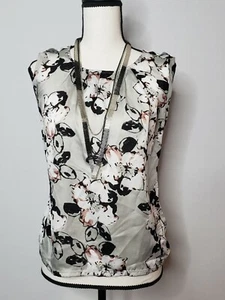 Camiseta sin mangas The Limited Petite pequeña plisada floral para mujer - Imagen 1 de 6