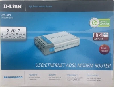 D-Link DSL-502T Generation II USB Ethernet Combo ADSL2/2+ Modem Router - Bild 1 von 4