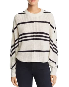 New $145 Aqua Women'S Ivory Blue Striped Crew Neck Dolman-Sleeve Sweater Size M - Picture 1 of 2