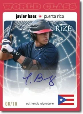 Javier Baez 2012 Rize Rookie Autógrafo Rojo Automático CLASE MUNDIAL RC #/10 Foto 1 de 2