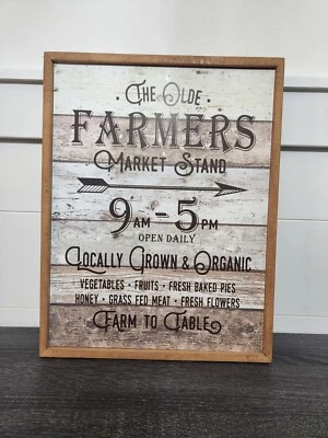 The Old Farmers Market Stand Vintage Sign Wall Plaque Art 18x14x1  - Image 1 of 4