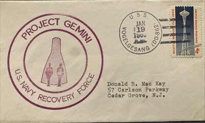 EARLY UNMANNED GEMINI SHIPBOARD SPACE COVER: Gemini 2 VOGELGESANG JAN 19, 1965 - Image 1 of 4