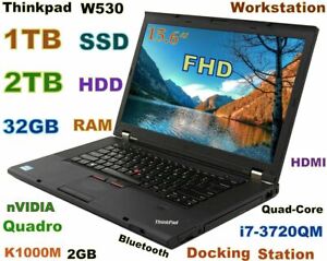 Workstation Thinkpad W530 i7-Quad (1TB SSD + 2TB HDD) 32GB 15.6 FHD Quadro Dock