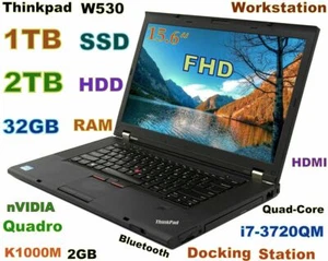 Workstation Thinkpad W530 i7-Quad (1TB SSD + 2TB HDD) 32GB 15.6 FHD Quadro Dock - Picture 1 of 12