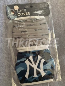 NEW 2pk Adult New York Yankees Face Mask Cover NY MLB Baseball Team Camo Logo - Picture 1 of 5