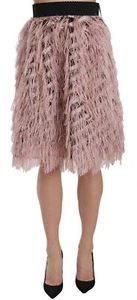 Dolce & Gabbana Pink Gold Fringe Metallic Pencil A-line Women's Skirt Authentic - Picture 1 of 4