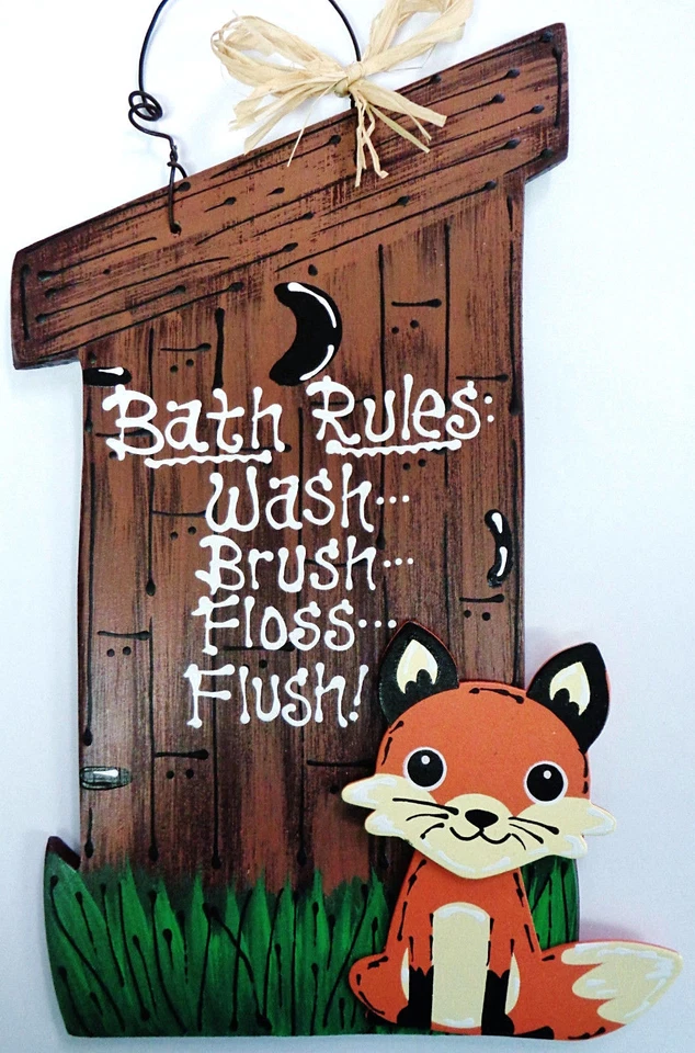 Reglas de baño OUTHOUSE SIGNO DE ZORRO baño baño rústico campo madera decoración placa de pared  Foto 1 de 1