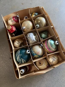 Lot 15Vintage Glass Christmas Ornaments 2”-1.6”Pink, Gold, Green - Picture 1 of 9