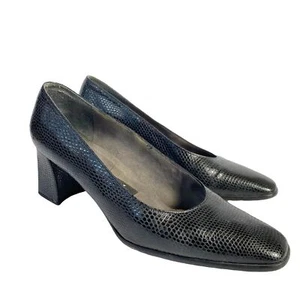 Vintage Stuart Weitzman Leder-Pumps klobige Absätze eckige Zehenpartie 90er Damengröße 11 AA - Bild 1 von 12