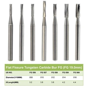 Wave Dental Tungsten Carbide Bur Straight Fissure Cross Cut FG 556 557 558 PRIMA - Picture 1 of 58