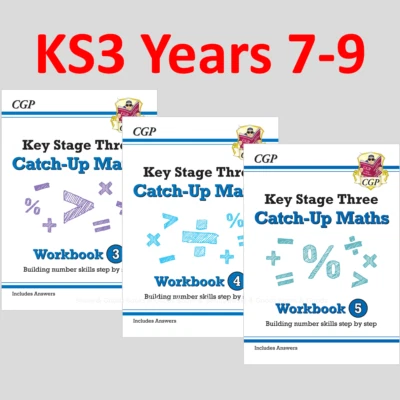 KS3 Years 7-9 Maths Catch Up Workbooks 3 Books Bundle With Answer CGP - Image 1 of 4