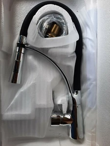 (KF-007) Chrome Finished Kitchen Faucet with Sprayer Black Silicone Hose - Picture 1 of 1