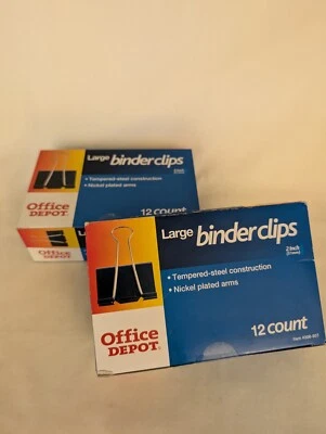 2 Cajas Nuevos Clips de Carpeta Extra Grandes Paquete de 12 Abrazaderas de Papel Grandes de 2" Suministros de Oficina Foto 1 de 4