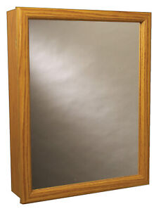 Zenith K16 Brown Oak/Wood Rectangle Medicine Cabinet/Mirror 19.25 H x 15.5 W in.