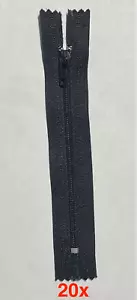 20x 5" Nylon Closed Zippers, Black #3 - Picture 1 of 3