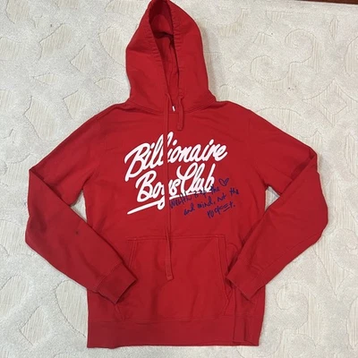 Billionaire 男孩俱乐部连帽衫男式大号红色套衫文字街头运动衫  — 第 1/4 张图片