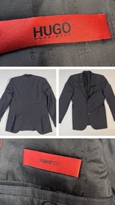 Hugo Boss Dieselstrasse Super 100 Blazer Black Plaid Size 40R Wool Jacket - Picture 1 of 16