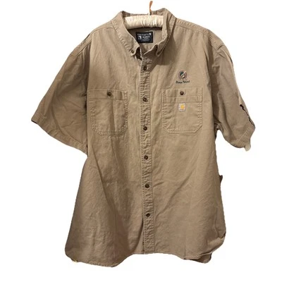 Camisa de Trabajo Carhartt Para Hombre 4XL Caqui Resistente Flexible Manga Corta Brays Island SC Foto 1 de 4