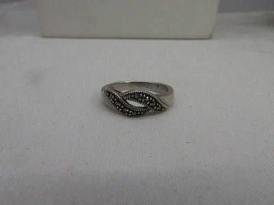 Anillo estilo banda diseño remolino marcasita esterlina vintage talla 6 #91 Foto 1 de 4