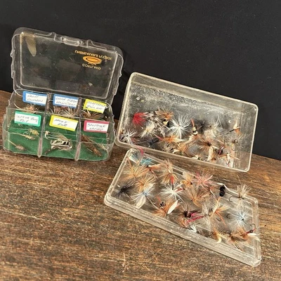 Vintage Fliegenfischen Fliegen Lot Wollkäfer Hase Ohr Kresse Käfer Schwanz Feder Gordon - Bild 1 von 4