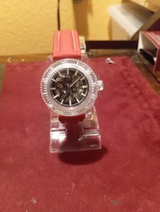 Skelett Armbanduhr Rotes Lederarmband Automatikuhr Herren Uhrwerk ST 2296 - Bild 1 von 7