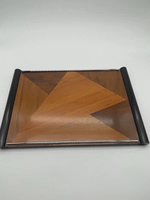 American Organic Modern Handcrafted Hardwood Marquetry MCM Serving Tray - Image 1 of 4