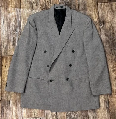 Chaqueta Abrigo Deportivo De Colección Brandini 46 Gris Pata de Gallo 100% Lana Doble Pecho Foto 1 de 4