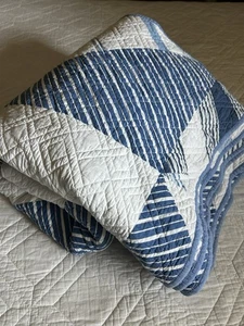 Edredón Martha Stewart Vela Geométrica Azul Blanco Náutico Costero 106x92 Cama KING - Imagen 1 de 9