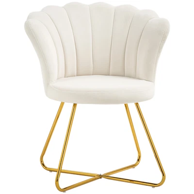 Accent Chair Cream Velvet 69W x 64D x 80Hcm Sponge Filling  Gold Legs - Image 1 of 4