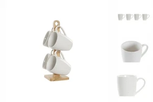 Taza de café loza blanca DKD Home Decor elegante duradera diseño moderno - Imagen 1 de 5