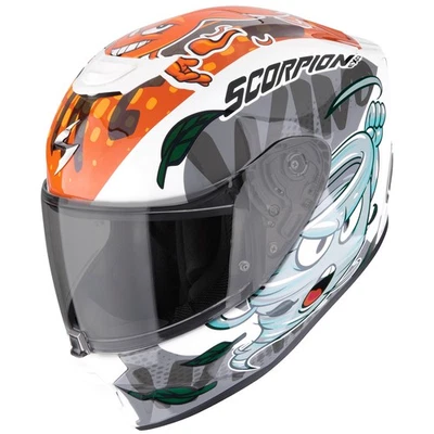 Scorpion Exo-JNR Air The4elements Integralhelm Weiss/Blau/Orange Motorradhelm - Bild 1 von 3