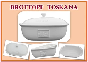 Brottopf Toskana oval Deckel Steingut Topf glasiert Brotkasten Brotaufbewahrung - Bild 1 von 5