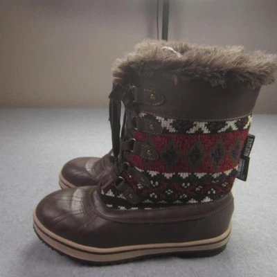 Muk Luks Boots Womens Size 9 Brown Red Knit Winter Snow Thinsulate 200g Lace Up - Image 1 of 4